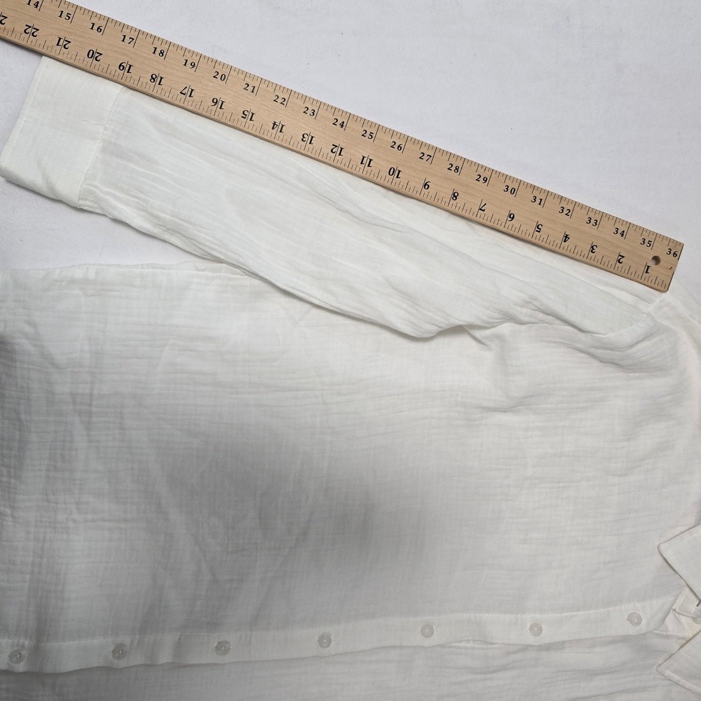 RSQ White 100% Cotton Button Down Shirt XL Pocket Top Beach Cover Up Resortwear - Picture 9 of 10